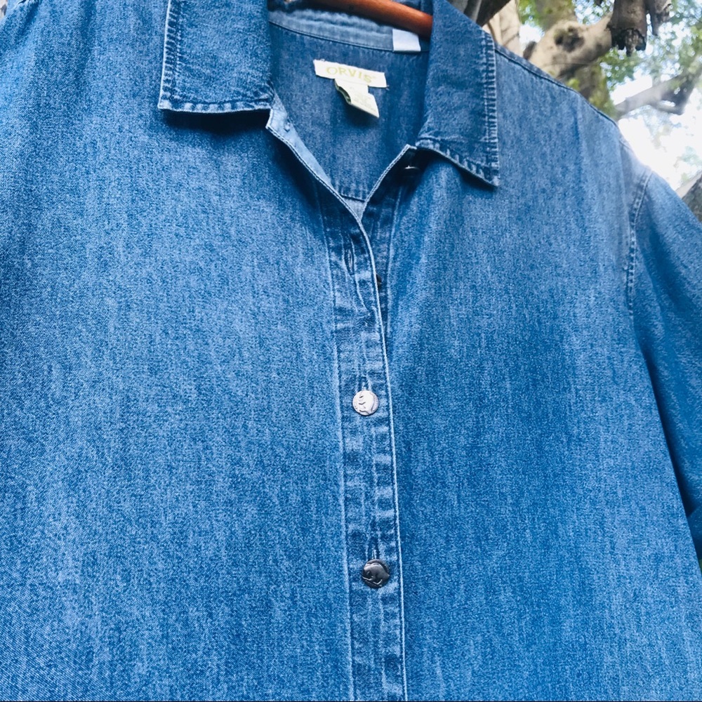 VTG Retro 90’s Denim Buffalo Button Up Maxi Dress - Picture 3 of 7